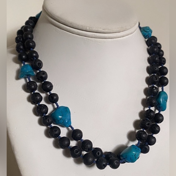 Lava and Turquoise beaded Necklace - Picture 8 of 8